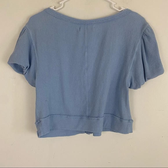 WE THE FREE light blue puff sleeve blouse - Picture 8 of 8